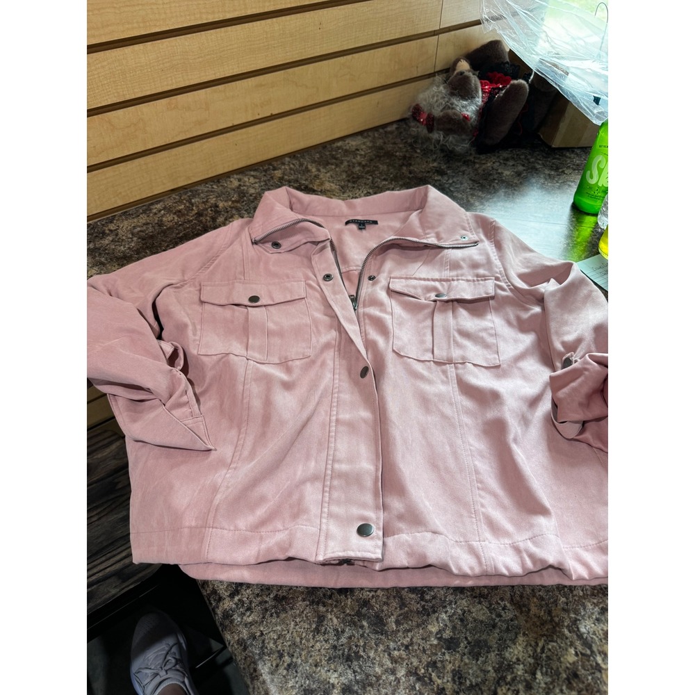 Staccato Womens Mauve Pink Corduroy Utility Jacket Full Zip Snap Front Large
